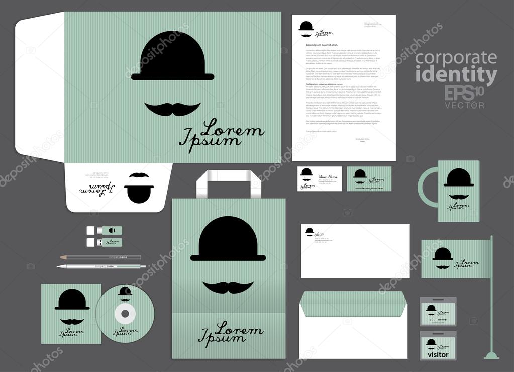 Retro style corporate identity template design