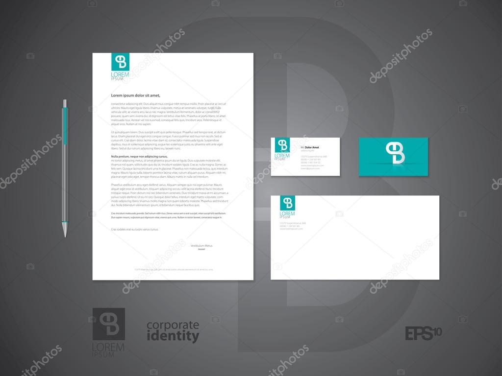 Typographic PB symbol. Elegant minimal style corporate identity template with logo. Letter envelope and business card design. Vector illustration.