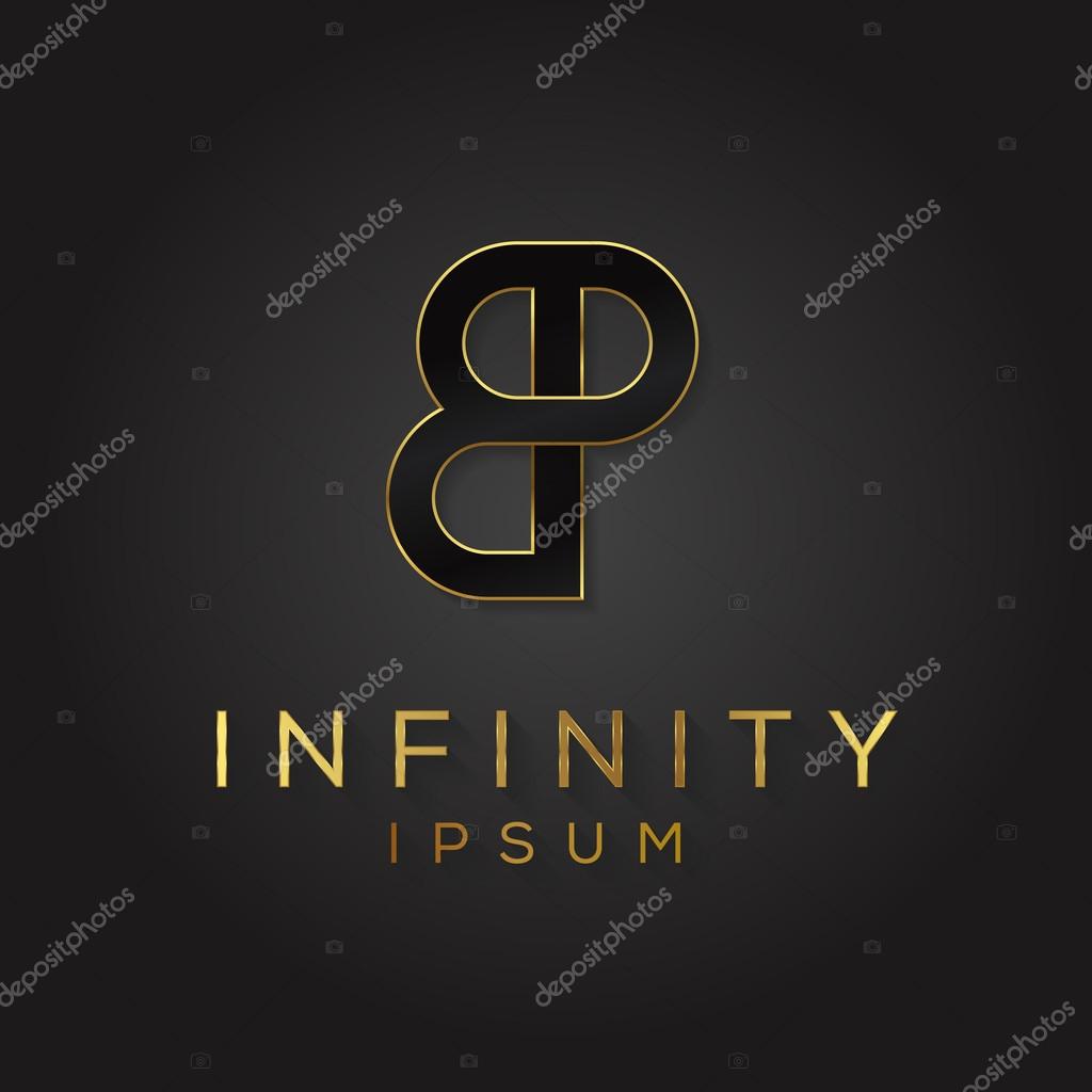 Elegant black and gold alphabet BP letter logo. Vector illustration