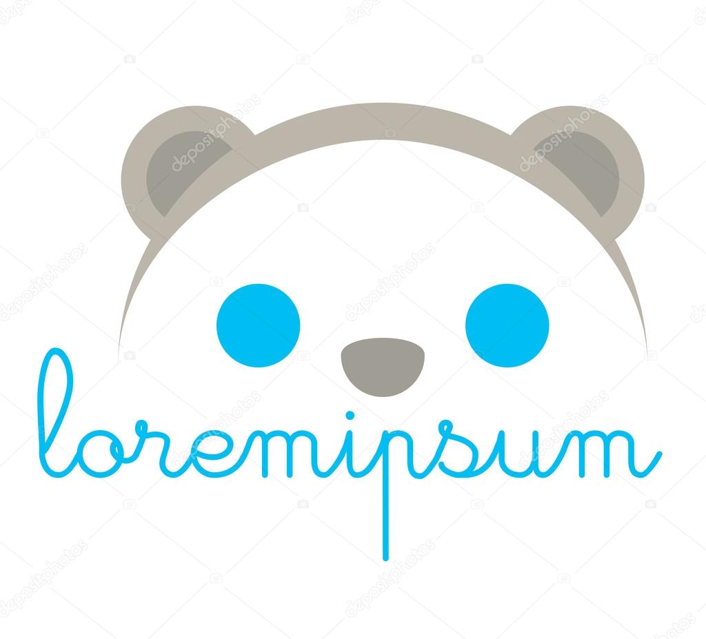 Cute shy face with blue eyes. Logo with sample text for child toys or clothing.