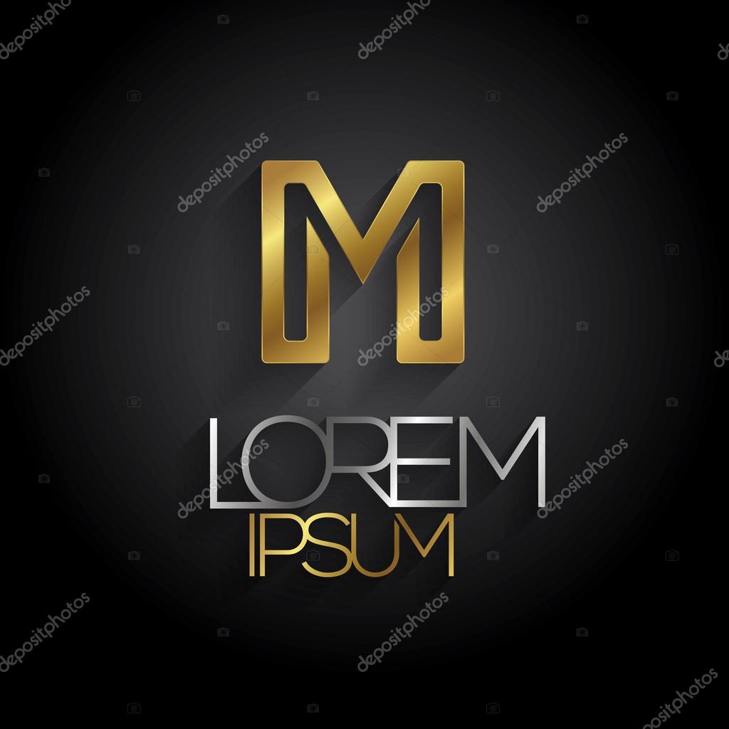 Elegant minimal letter symbol. Alphabet M logo design. Vector illustration.