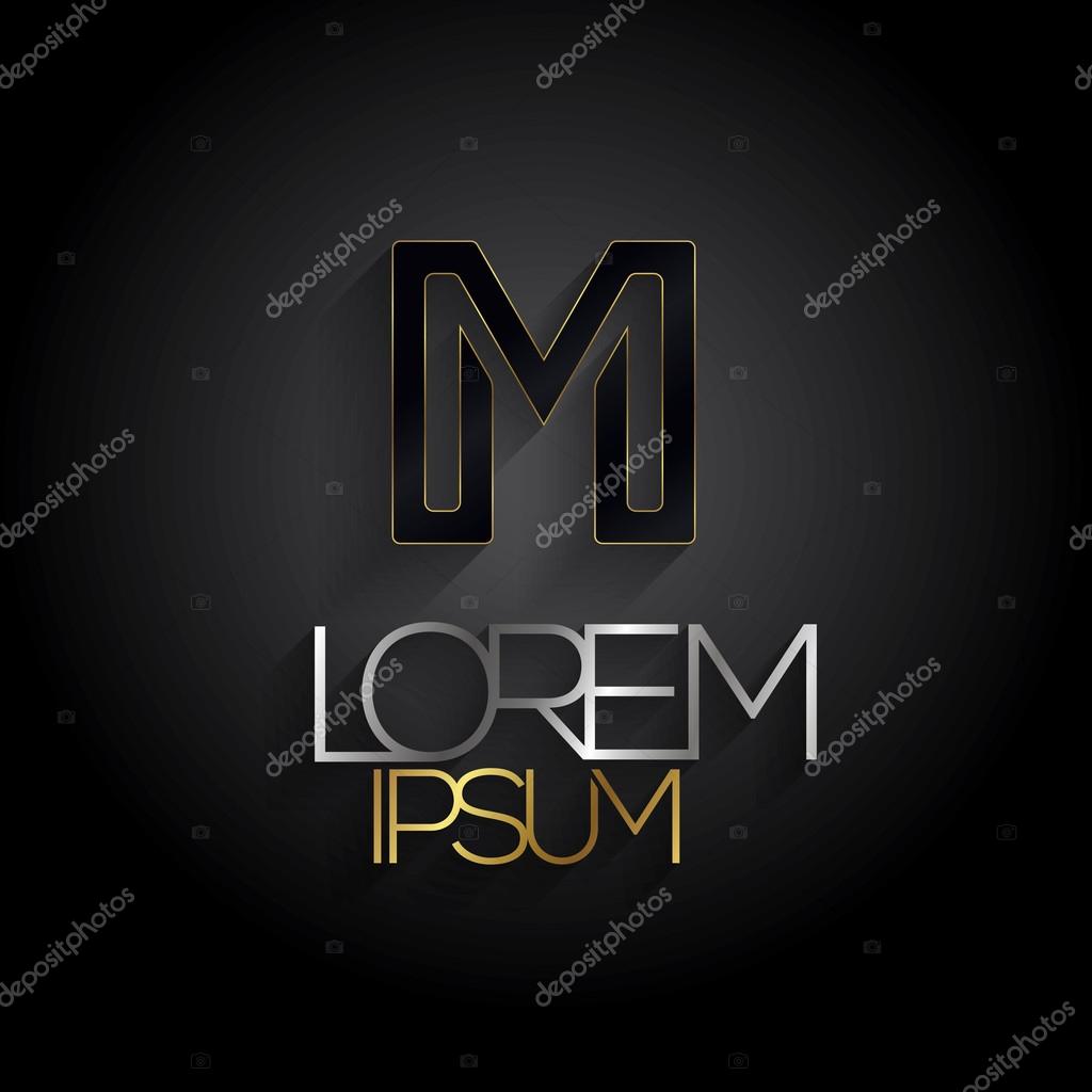 Elegant minimal letter symbol. Alphabet M logo design. Vector illustration.