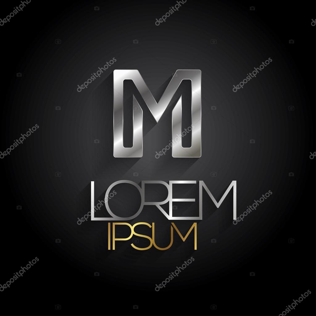 Elegant minimal letter symbol. Alphabet M logo design. Vector illustration.