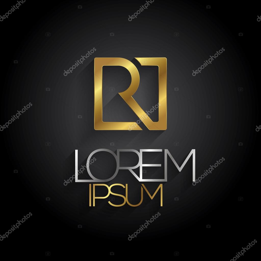 Elegant  letter symbol. Alphabet  R golden silver logo design. Vector illustration.