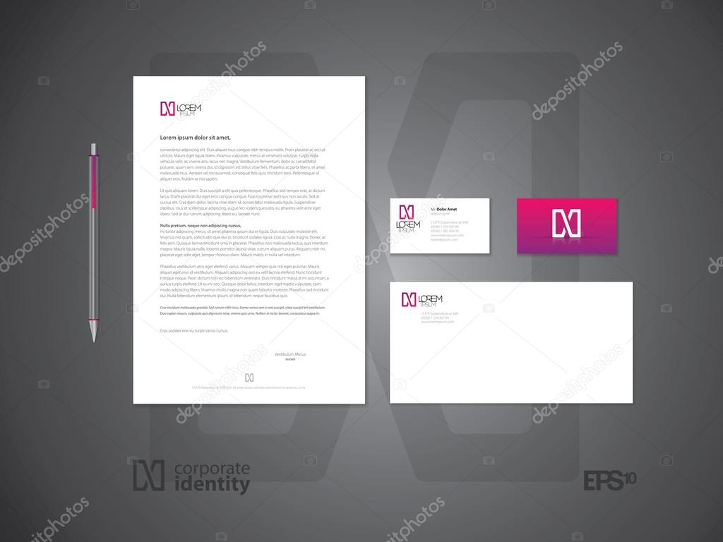 Typographic X symbol. Elegant minimal style corporate identity template with logo. Letter envelope and business card design. Vector illustration.