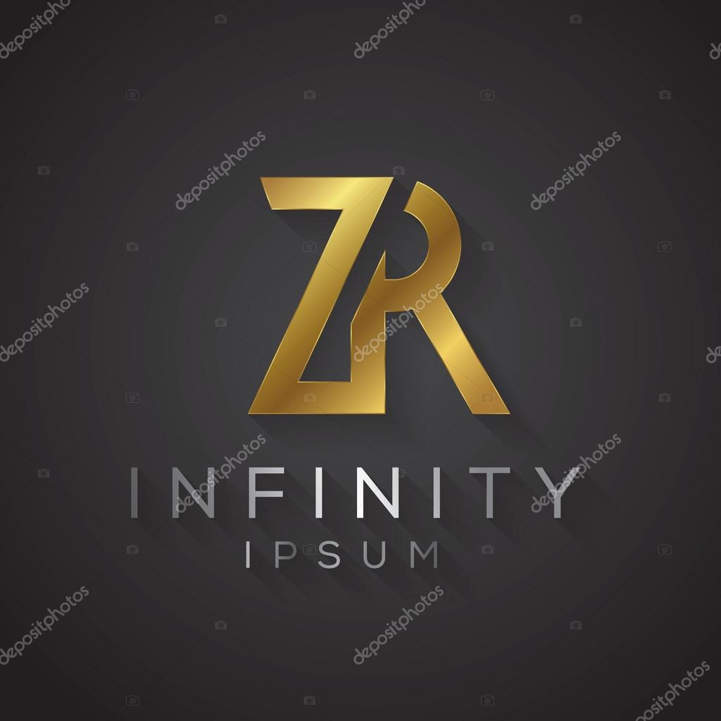 Elegant minimal letter symbol. Alphabet Z R logo design illustration.