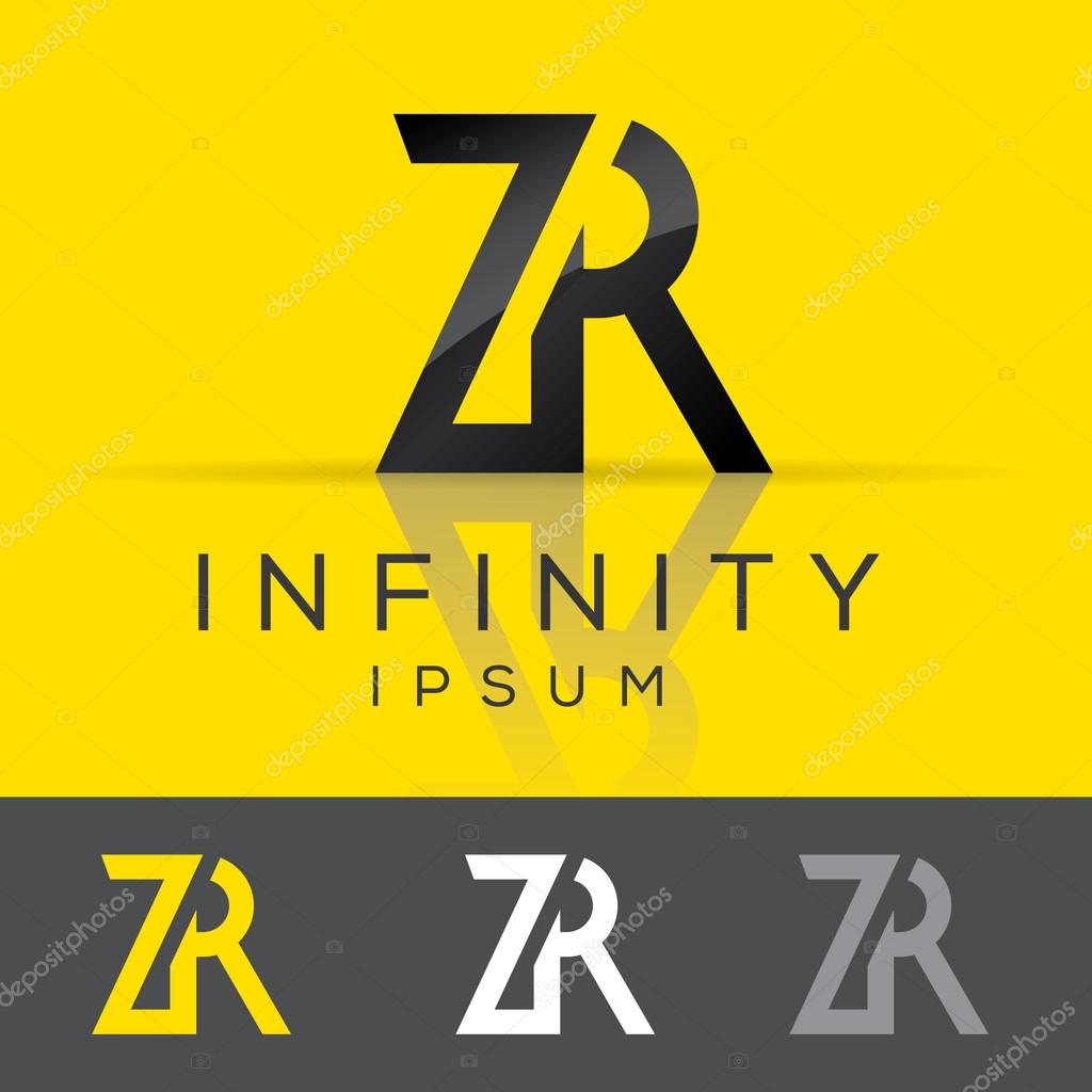 Elegant minimal letter symbol. Alphabet Z R logo design. Vector illustration.