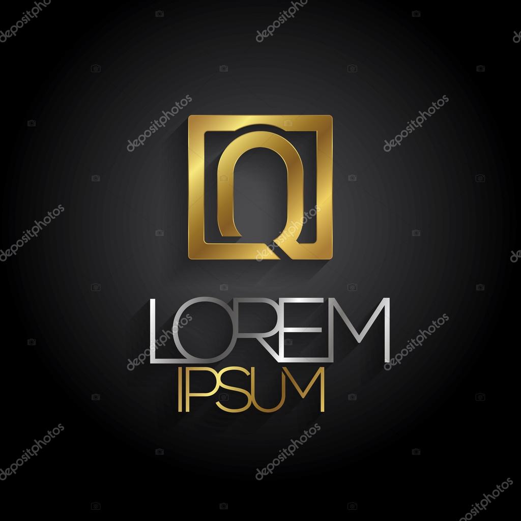 Typographic letter Q logo in a square. Vector illustration.