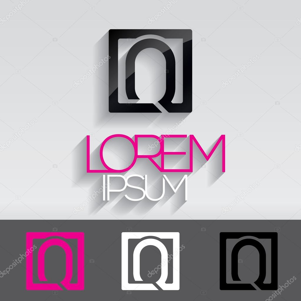 Typographic letter Q logo in a square. Vector illustration.