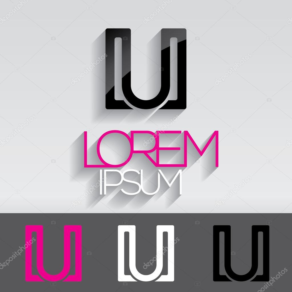 Typographic letter U logo in a square. Vector illustration.