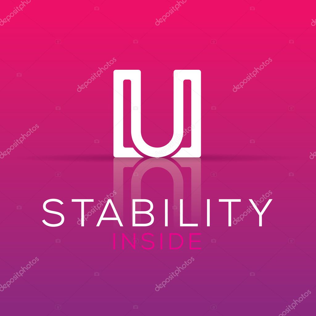 Typographic letter U logo in a square. Vector illustration.