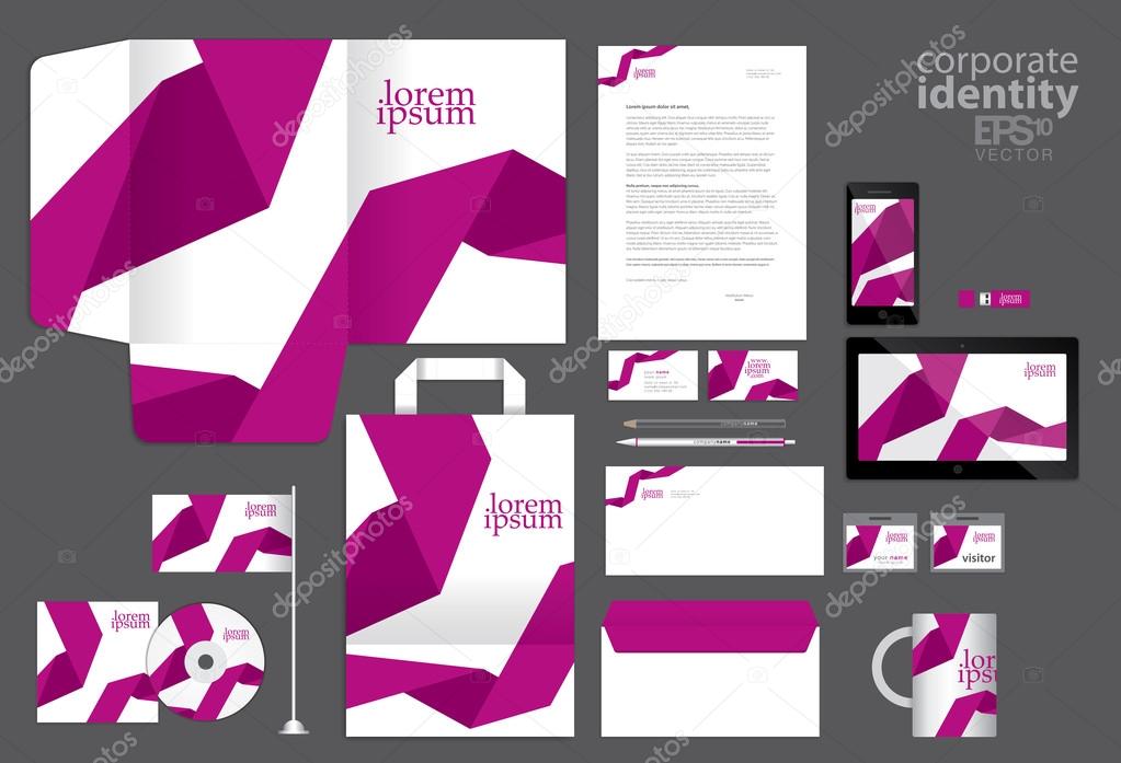 Elegant minimal style corporate identity templates set. Vector illustration.