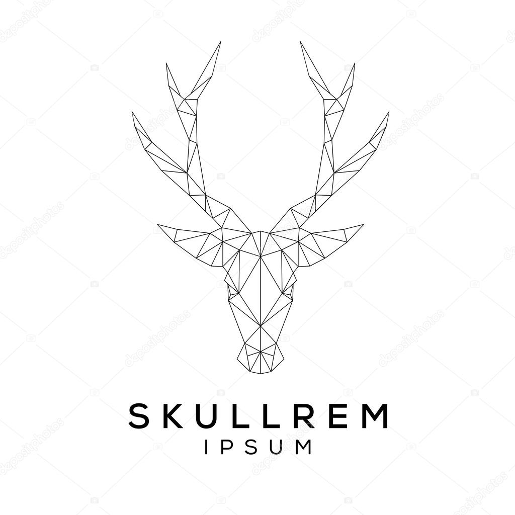 Deer face logo template for business. Abstract deer head with grid lines. Vector illustration.