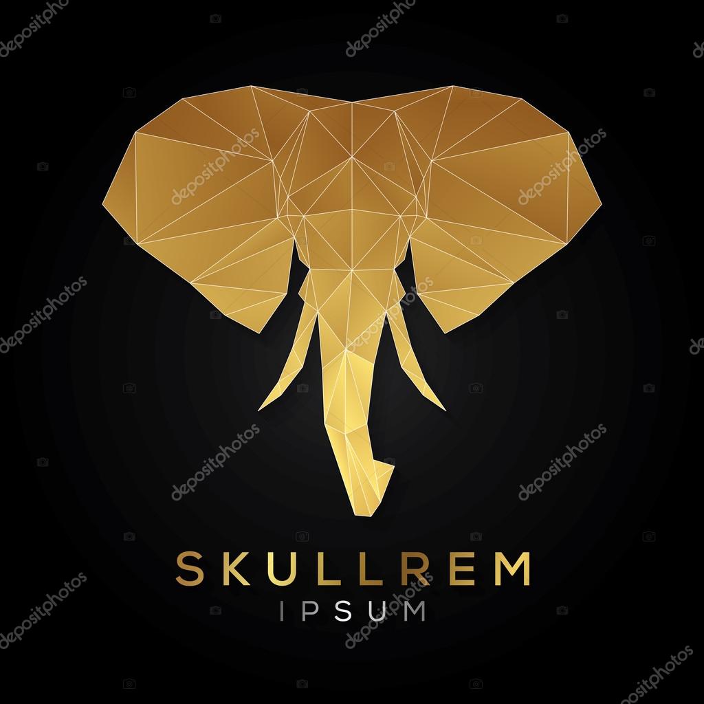 Elephant face logo template for business. Abstract elephant head with grid lines. Vector illustration.