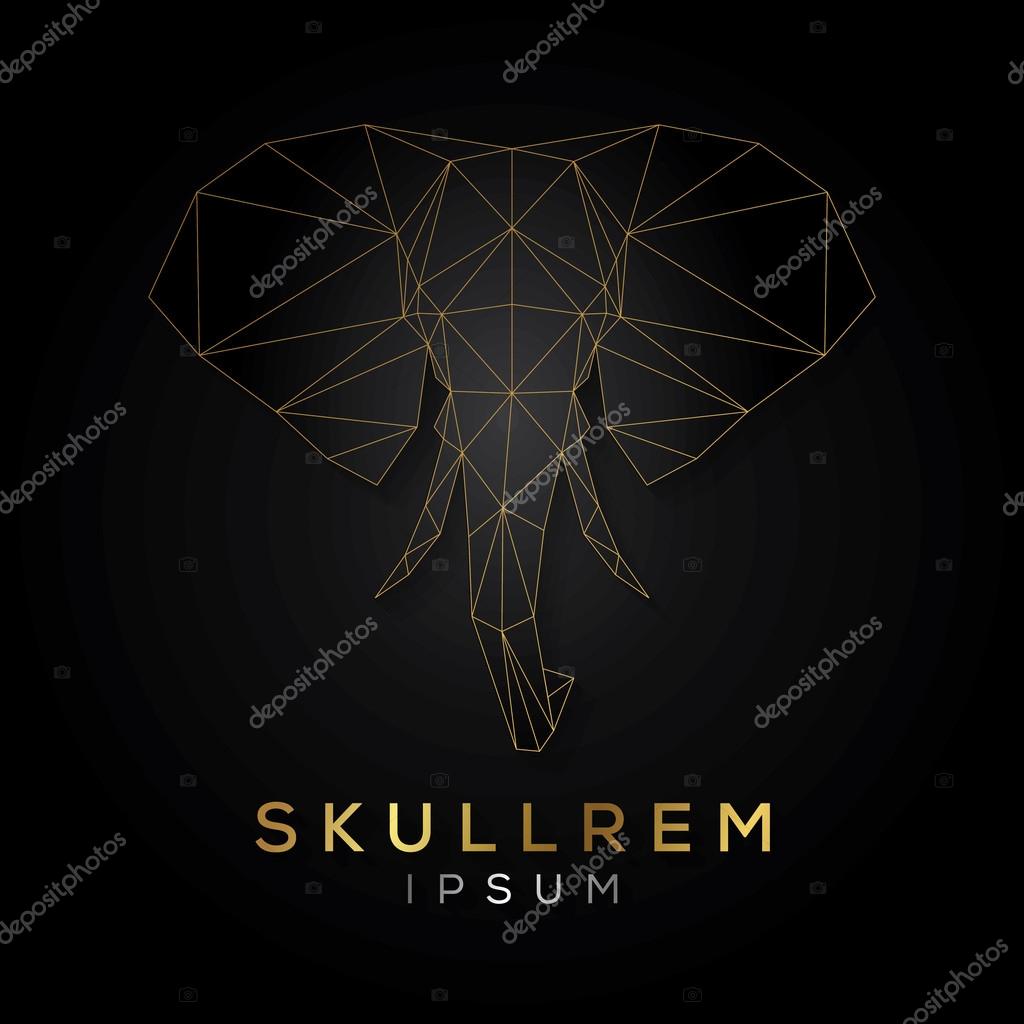 Elephant face logo template for business. Abstract elephant head with grid lines. Vector illustration.