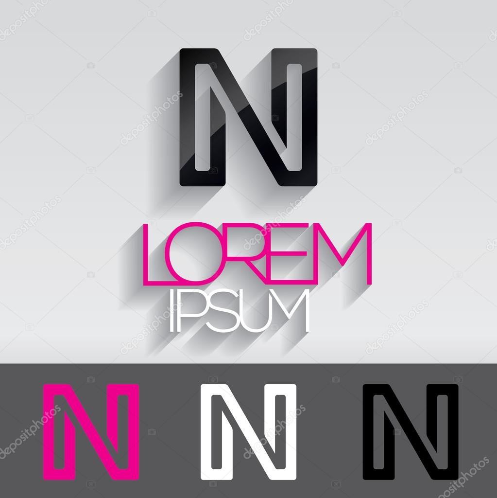 Typographic letter N logo in a square. Vector illustration.