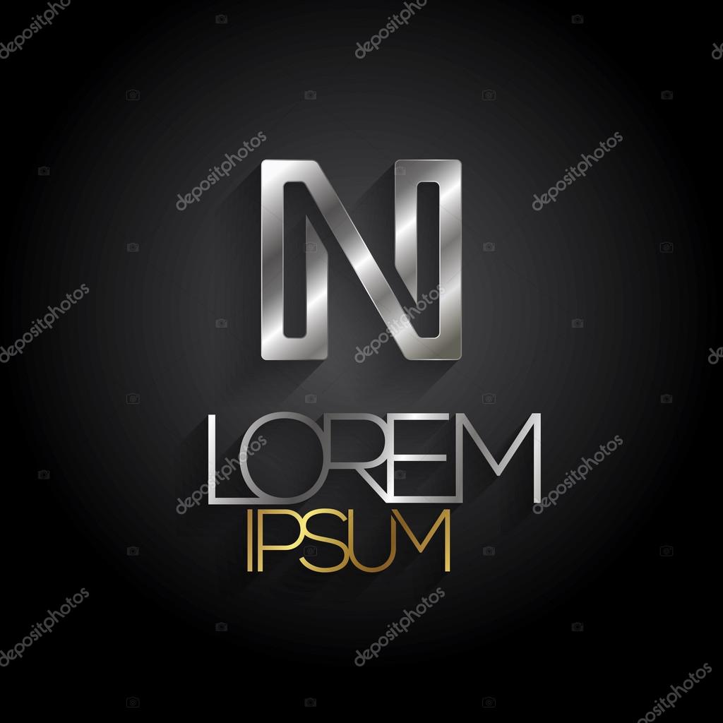 Typographic letter N logo in a square. Vector illustration.