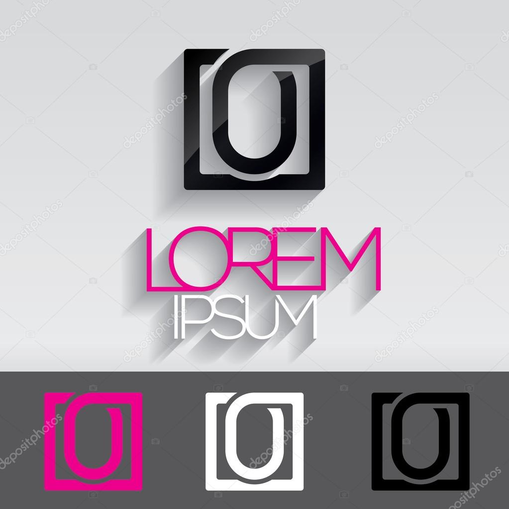 Typographic letter O logo in a square. Vector illustration.