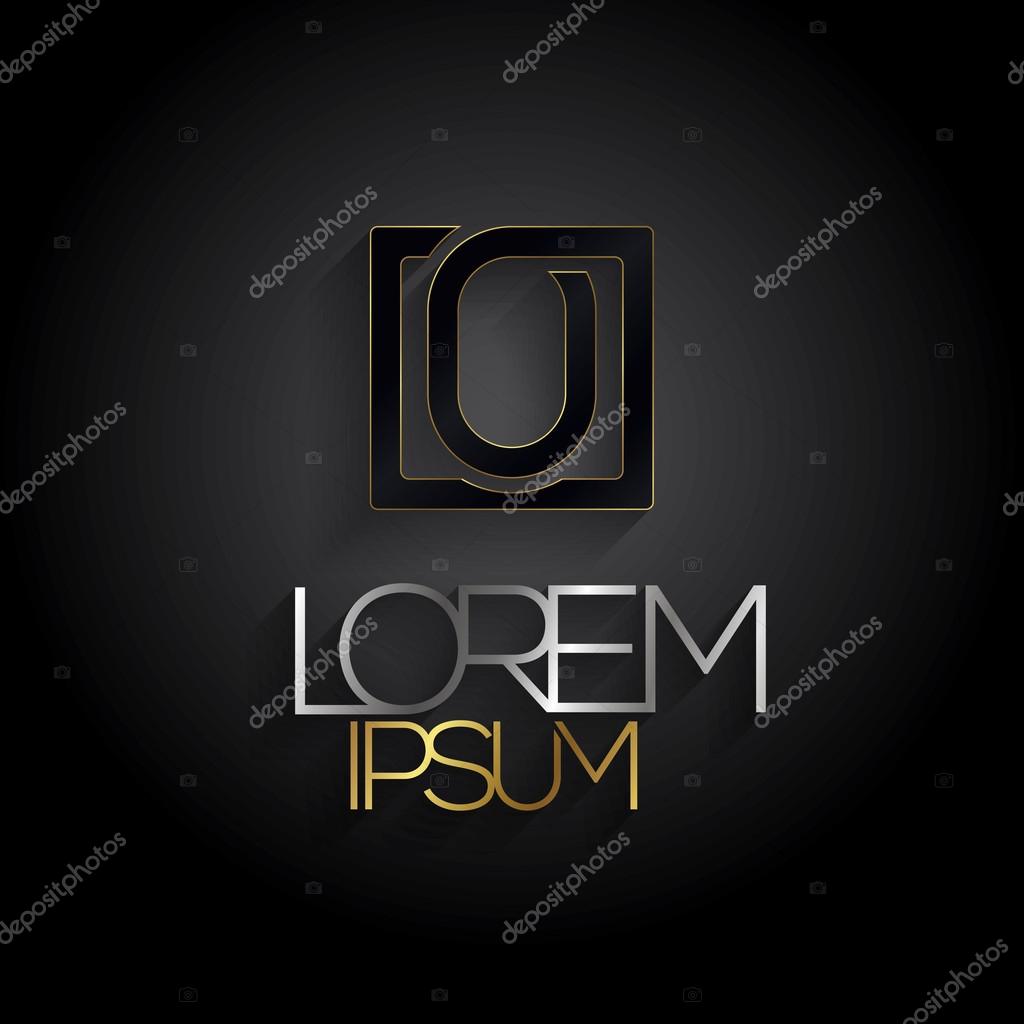 Typographic letter O logo in a square. Vector illustration.
