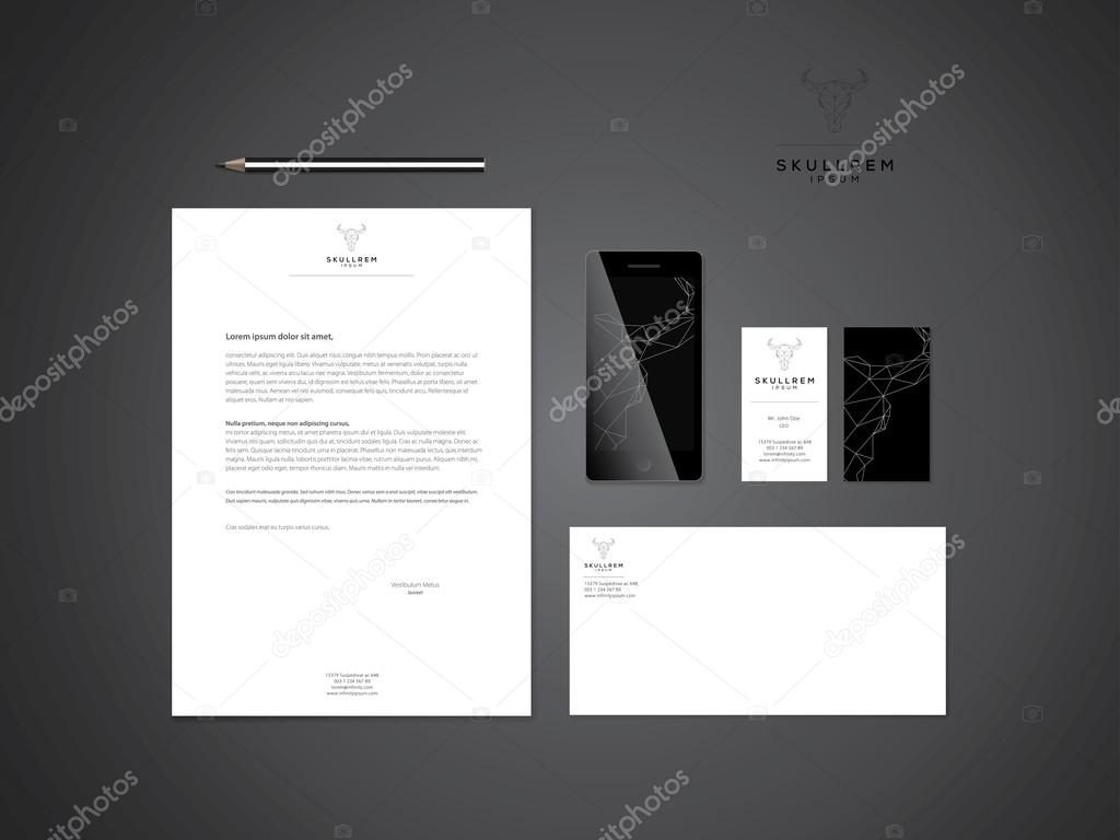 Elegant minimal style corporate identity template. Letter envelope and business card design. Typographic symbol. Vector illustration.