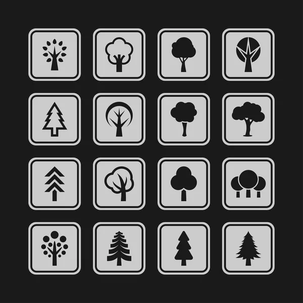 Boom-iconen. Natuur symbolen. — Stockvector