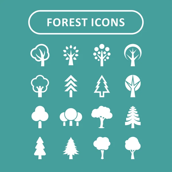 Boom-iconen. Natuur symbolen. — Stockvector