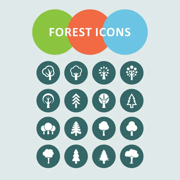 Boom-iconen. Natuur symbolen. — Stockvector