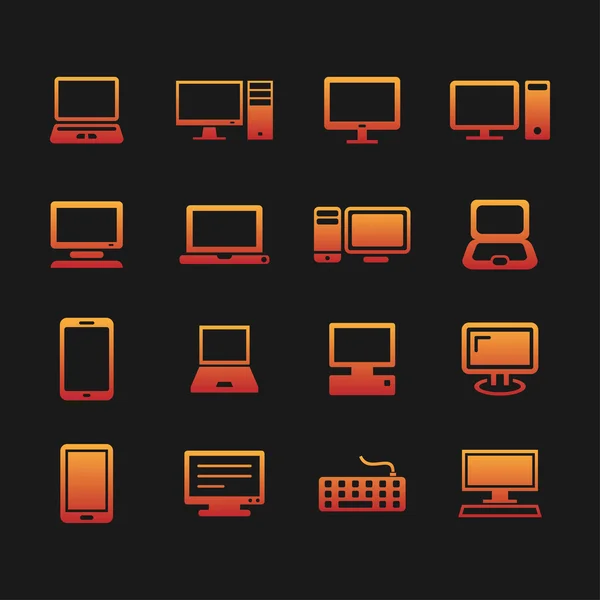 Icone dei dispositivi informatici . — Vettoriale Stock