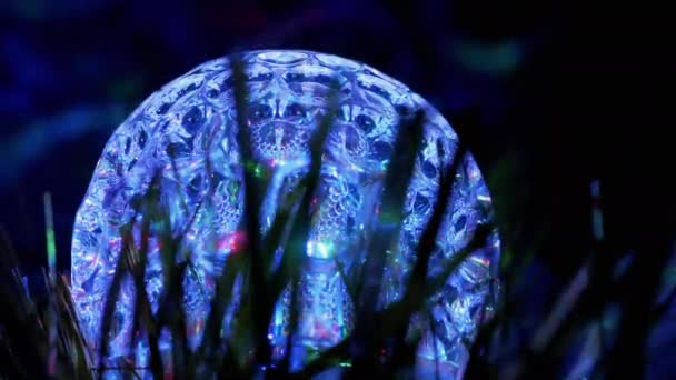 Glowing Disco Ball, LED Projector in the Dark, Flickering Light Bulbs 4K — стокове відео