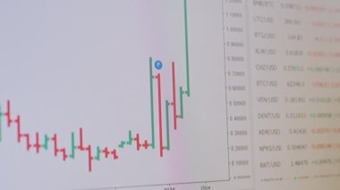 Menkul Kıymetler Borsası, Kripto Para Birimi, Mumlar, Graph Btc, Bilgisayar Ekranı. 4K