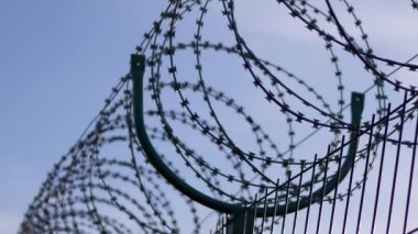 Dikenli tel, Mavi Gök 'e Karşı Demir Çit' in sınırında asılı duruyor. Büyüt