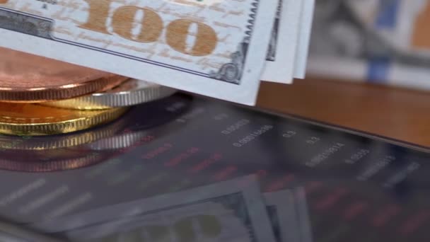 Bourse, Crypto-monnaie Prix, Devis, Numéros à l'aide d'une application mobile. Zoom — Video