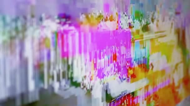 Glitch Overgangen, Digitale Pixel Interferentie, Screen Distortion, Geen signaal. 4K — Stockvideo