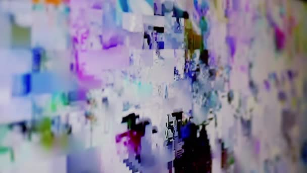 Glitch Övergångar, Digital Pixel Interference, Skärmförvrängning, Ingen signal. 4K — Stockvideo