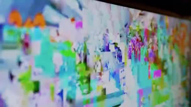 Transiciones de fallo técnico, interferencia de píxeles digitales, distorsión de pantalla, sin señal. 4K — Vídeo de stock