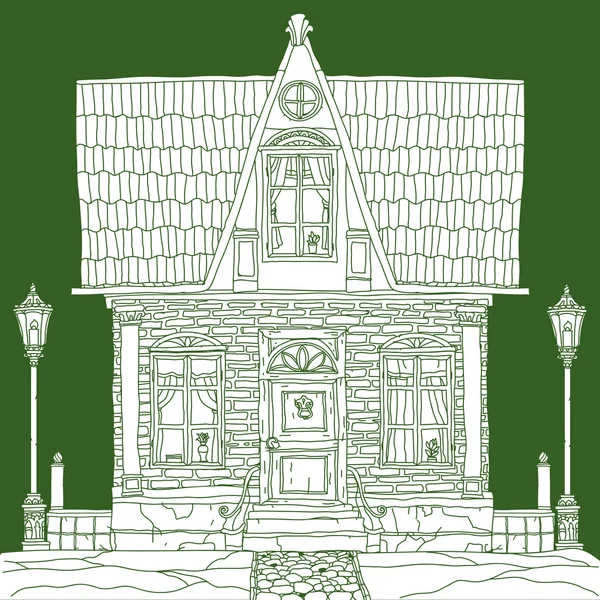 Векторный дом на зеленом — стоковый вектор