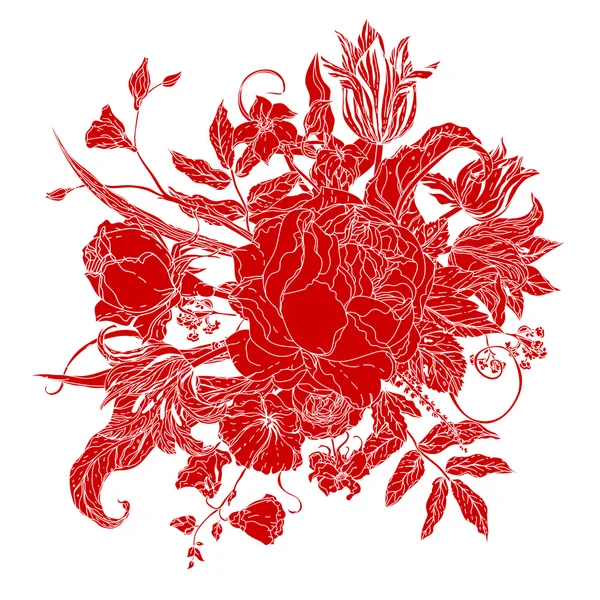 Vektor röd blommig — Stock vektor
