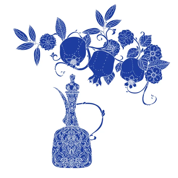 Pots à motifs orientaux bleu — Image vectorielle