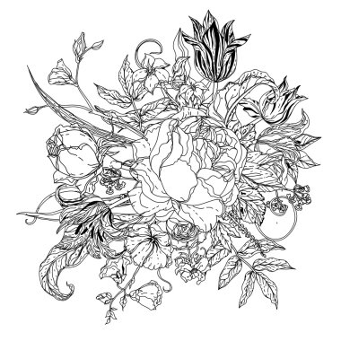 Siyah ve beyaz. Çiçek gül