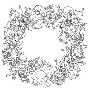 Siyah ve beyaz. zarif çelenk