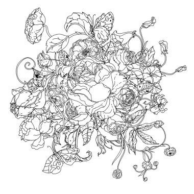 Siyah ve beyaz. Çiçek gül