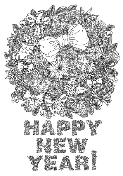 Happy New Year, lettering Greeting Card design — Stock Vector