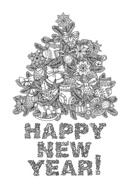 Happy New Year, lettering Greeting Card design — Stock Vector