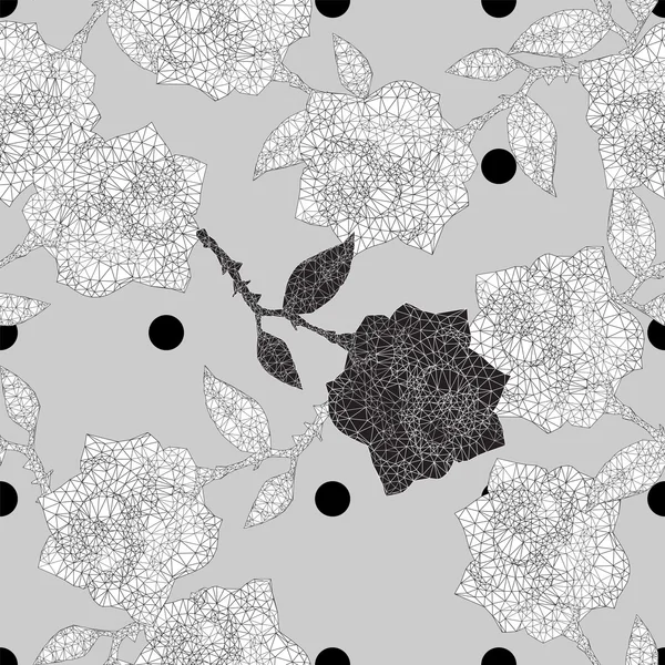 Pois et roses sans couture — Image vectorielle