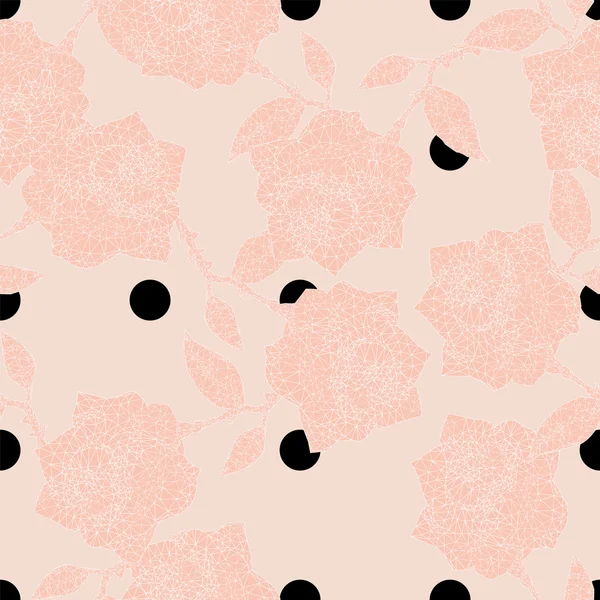 Pois et roses sans couture — Image vectorielle