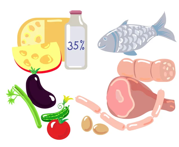 套高脂肪的食物 — 图库矢量图片