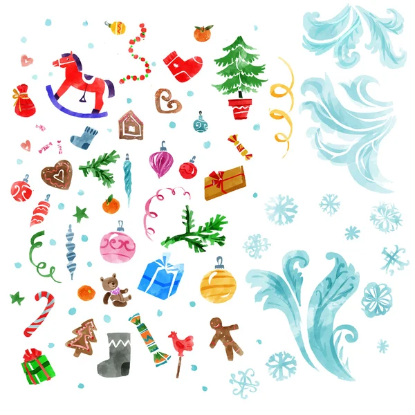 Xmas decoraties instellen. — Stockvector