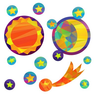 ay ve güneş yüzü olan vektör çizim