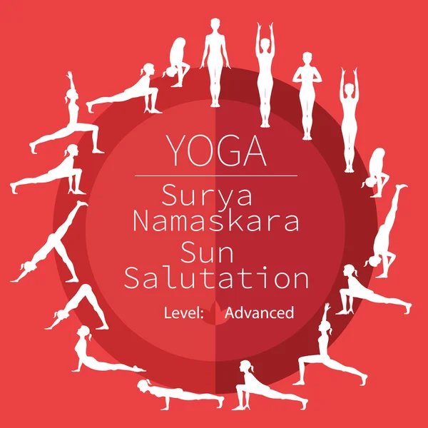 Yoga pozlar, Surya Namaskara — Stok Vektör