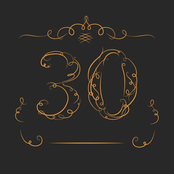 Aniversario colección de carteles 30 en estilo clásico. Plantilla de emblemas de aniversario, cumpleaños y jubileo con número editable y espacio de copia en las cintas . — Vector de stock
